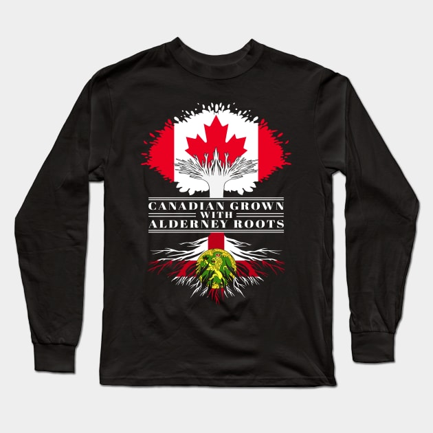 Canadian Grown With Alderney Roots canada Alderney Flag Tree Long Sleeve T-Shirt by BramCrye